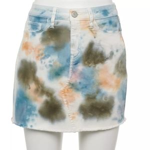 NWT 5 Pocket Denim Mini Skirt Juniors Jean Mini Tie-Dyed Skirt Size 7
